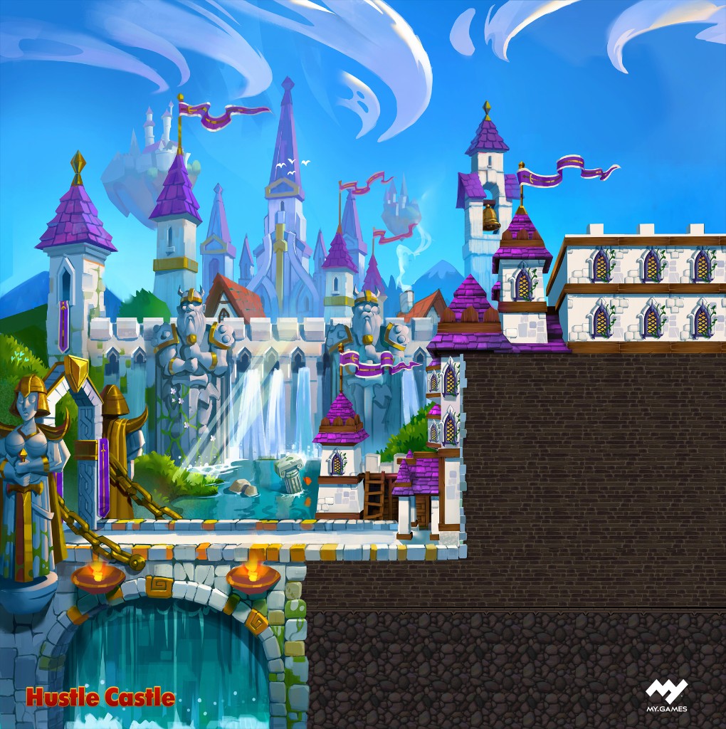 Castle exterior and room cross-section