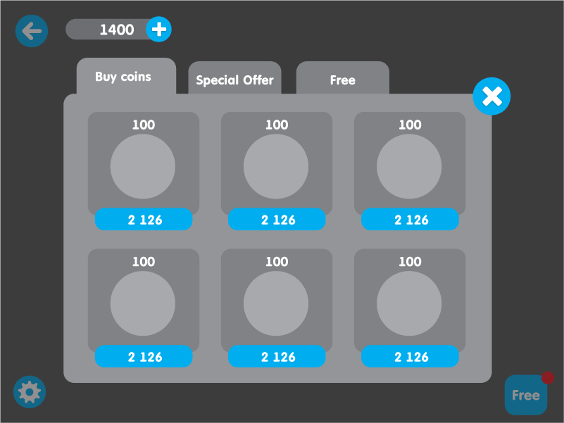 Coin shop wireframe