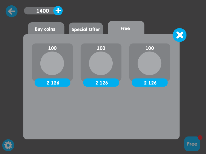 Free shop tab wireframe
