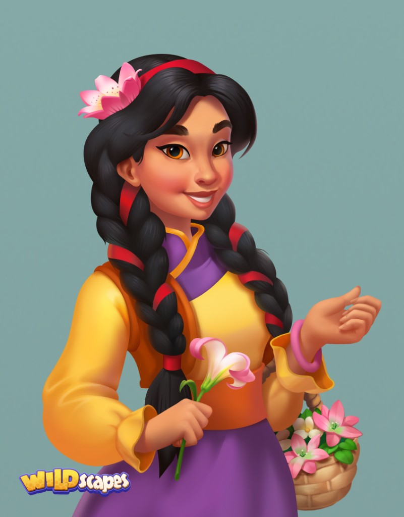 Girl with a flower basket